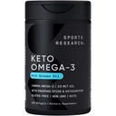 Sports Research ® Keto Omega Fish Oil 1400mg - Full Spectrum Omega33 Blend with Astaxanthin & Cococonut MCT Oil - Keto Certified, Soy & Gluten-Free (120 Softgels)