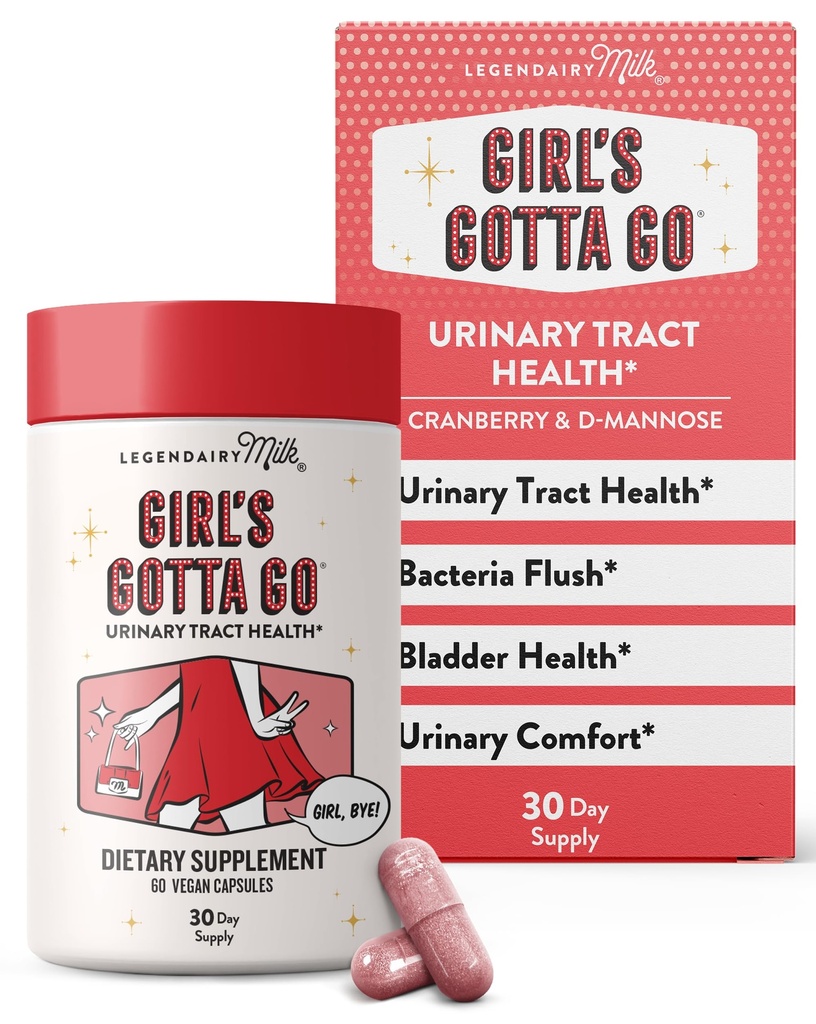 Legendární mléko dívka musí jít ™ - UTI Support Supplementary - Moč Tract Zdraví pro ženy - UTI Relief pro ženy s cukrovinkami zdarma Cranberry a D-Mannose, 30 Služeb