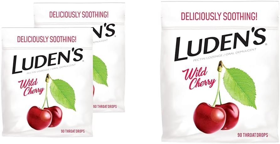 Ludens Wild Cherry Throat Drops, balení po 2, 90 Drops Each for Sore Throat Relief