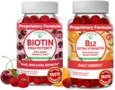 Lunakai Biotin a vitamin B12 Gummies Bundle - Vlasy a hřebíky Růstové gumy s vitaminem C a E - Non- GMO & Vegan dodatek pro podporu energie a zdraví kostí - 30 dní dodávky