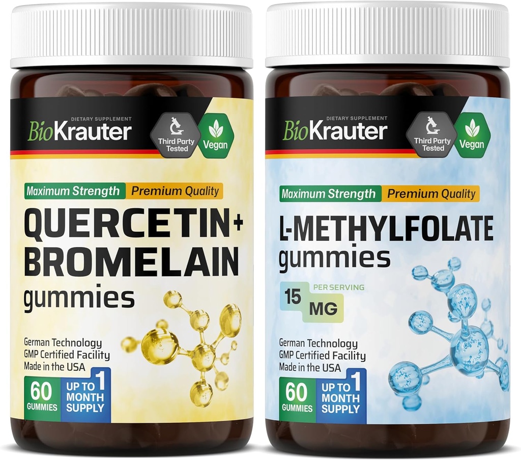 BIO KRAUTER Quercetin s Bromelain 60 Gummies & L- Methylfolát 60 Gummies