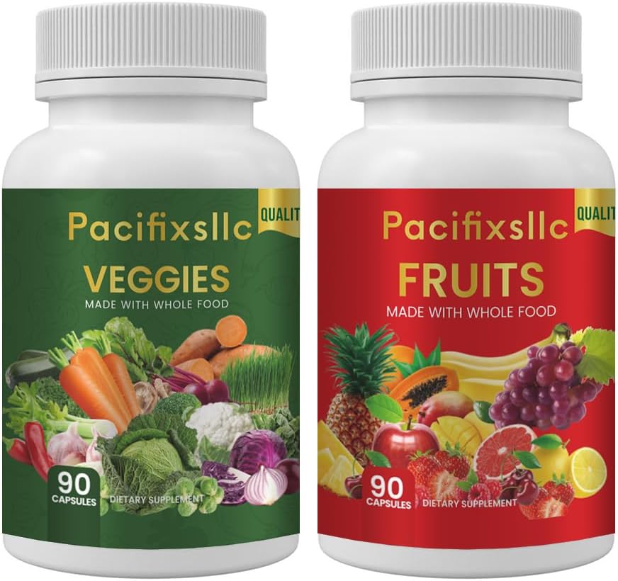 Ovoce a Vegi Kapsle 100% přírodní superfood přírodní energie úroveň pro muže a ženy, Sada 2, 180 Count- 90 & Ovoce 90 Veggies