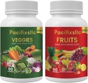 Ovoce a Vegi Kapsle 100% přírodní superfood přírodní energie úroveň pro muže a ženy, Sada 2, 180 Count- 90 & Ovoce 90 Veggies
