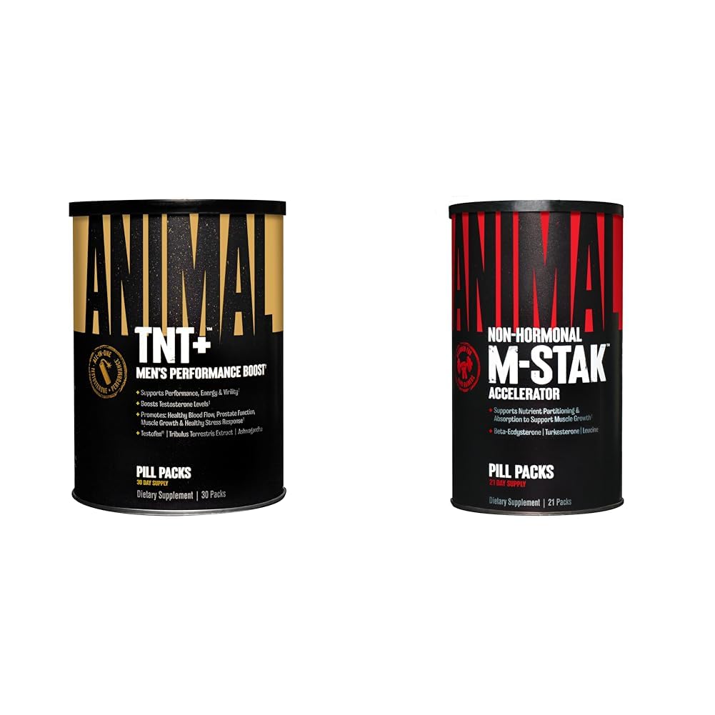 Zvířecí TNT + Test Booster & M-Stak Muscle Building Stack pro muže - 21 Počet