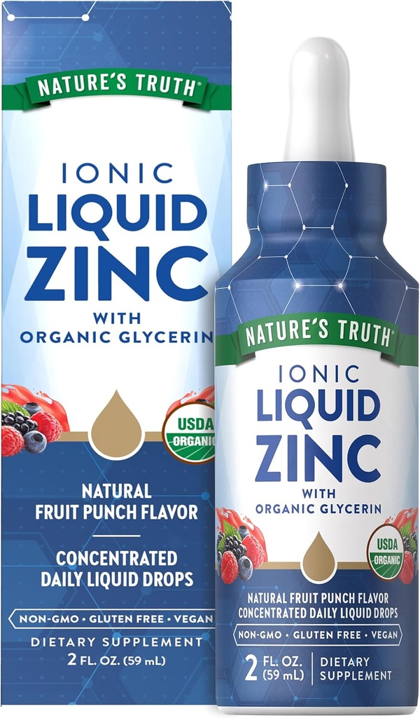 Nature 's Truth Ionic Liquid Zinek Dodatek 124; 2 fl oz OF 124; s Organic Glycerin 124; USDA Organic OF 124; Vegan, Non- GMO & gluten zdarma