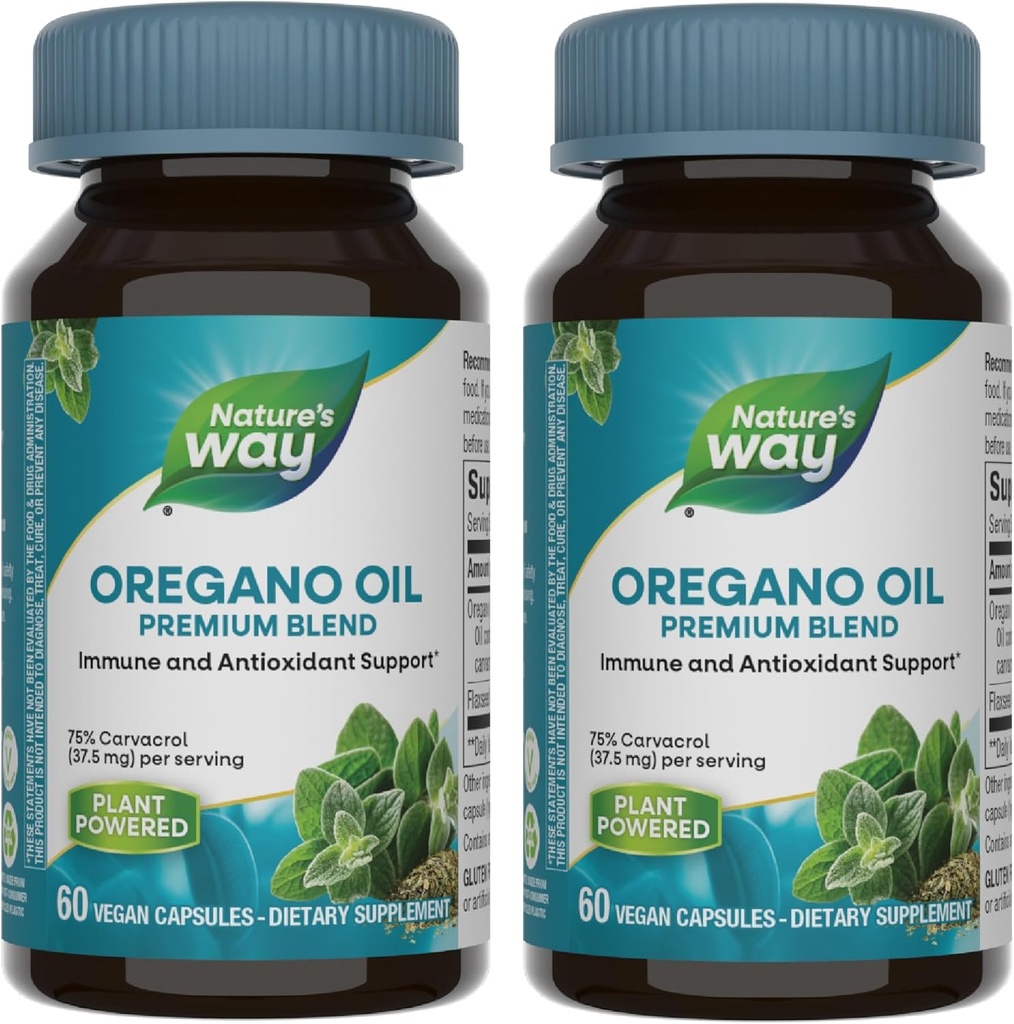 Nature 's Way Oregano Oil - Imunitate Supplement * - 75-85% Carvacol - Gluten Free - 60 Veganských kapslí (2 balení)