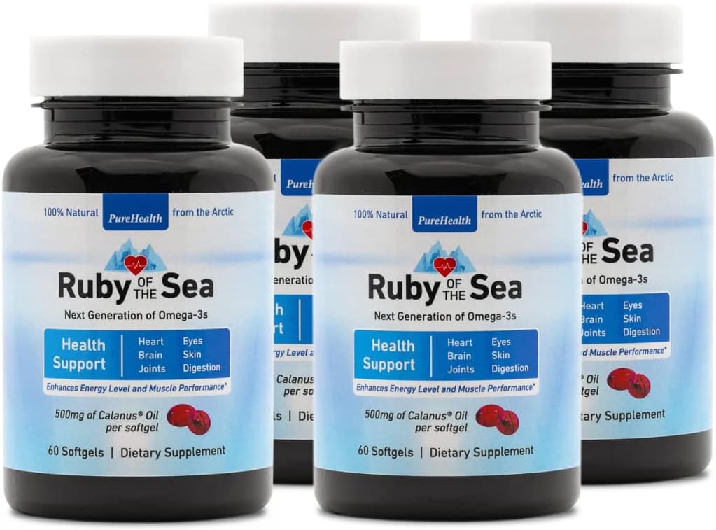 Mořský olej dodatek - Všechny přírodní kalanální olej, astaxanthin, Omega-3 a mastné kyseliny - srdce a mozek zdraví výživné doplňky - 4 balení