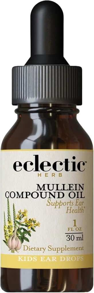 Eklectic Herb - Mullein Compound Oil Kids CLAS124; Podporuje zdraví sluchu CLAS124; Non- GMO, gluten- Free (1 fl oz CLAS124; 30 ml)