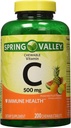 Jarní údolí - Vitamin C Více ovocných příchutí 500 mg, 200 žvýkací tablety (2 balení) + 1 Mini cestovní Pill kontejner s Keychain (Barvy května Vary)