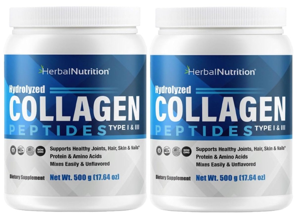 Kolagen Peptides Powder Hydrolyzované bílkoviny jsou vitální proteiny pro kůži hřebíky a společné zdraví, Keto, Paleo Friendly, Non- GMO, gluten Free, 45 Servings, 2 Kontejnery