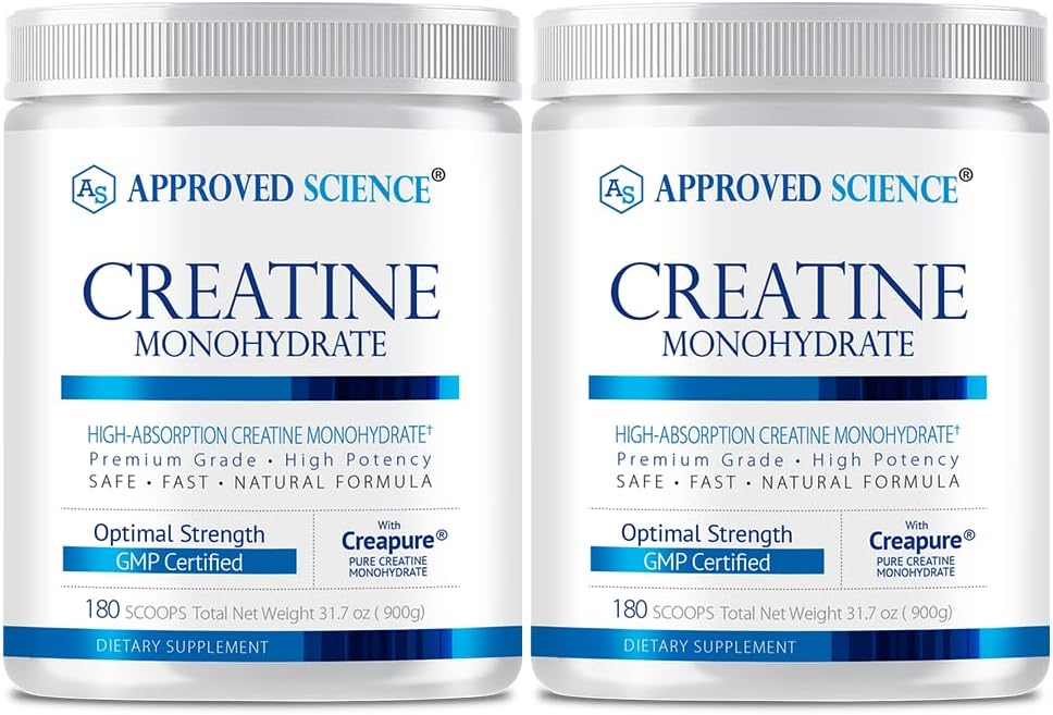 Schválený vědecký kreatin Monohydrát Powder with BioPerine - Podporuje Lean Muscle Growth and Recovery - 360 Servings - 5000mg per Serving - Neochucené - Non- GMO, Vegan
