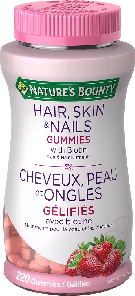 Přírodní Bounty Optimální řešení Vlasy, kůže a nehty Gummies - 220 Počet