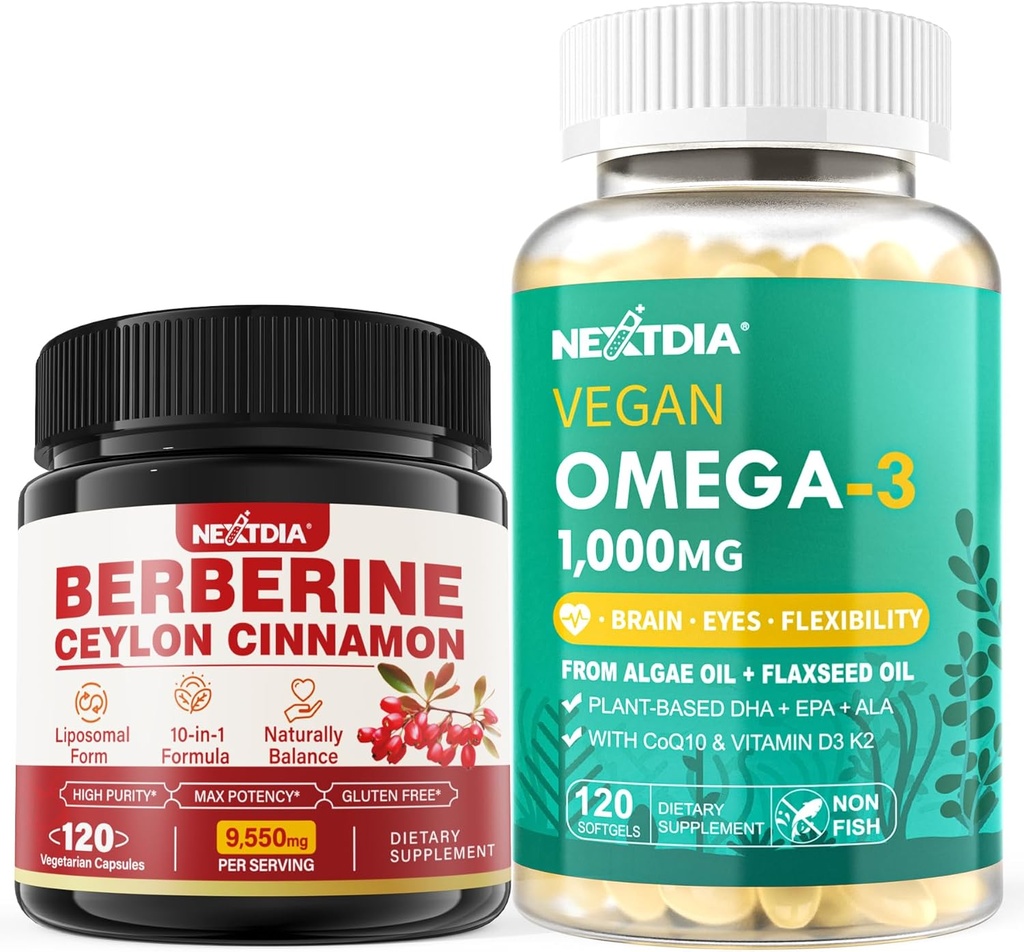 Dodatek Berberine 1500mg + Vegan Omega 3 dodatek 1000mg