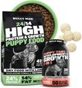 Bully Max 24 / 14 High Protein Puppy Food (5lbs.) a Puppy Vitamíny (30 žvýkací karty) pro vývoj a růst Bundle - svalová, imunitní, kostní a stravitelná podpora u malých a velkých chovných štěňat