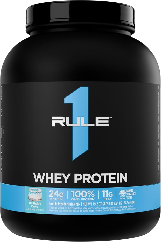 Pravidlo 1 Syrovátkový protein - 24g Fast- acting protein from All- Whey Sources with Přirozeně Occurring EAAs & BCAA for Workout Recovery or When Use (5 liber *, Birthday Cake)
