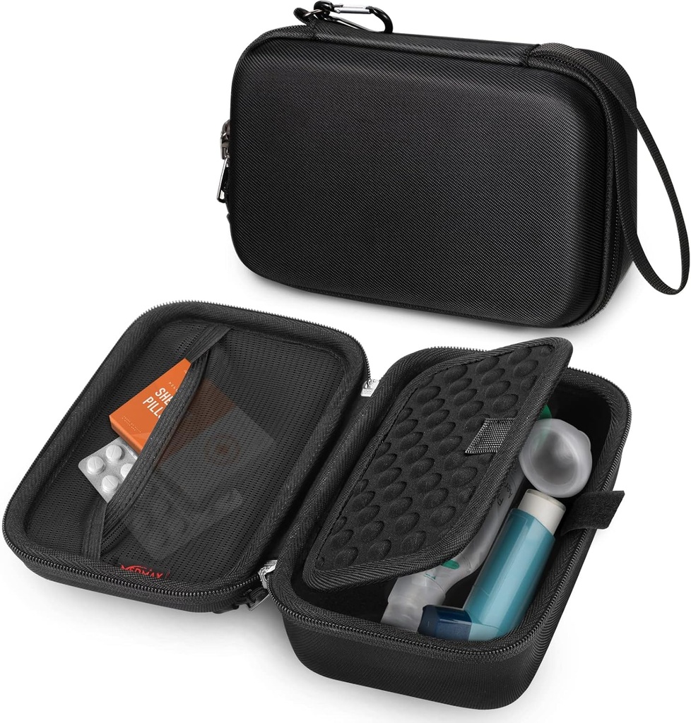 Hard Shell Pouzdro pro přenosné Nebulizer Asthma Inhaler, Přenosné Shockproof Anti- Scratch Cestovní pouzdro pro osobní inhalátory Nebulizador pro dýchací problémy Handheld Nebulizer, černé