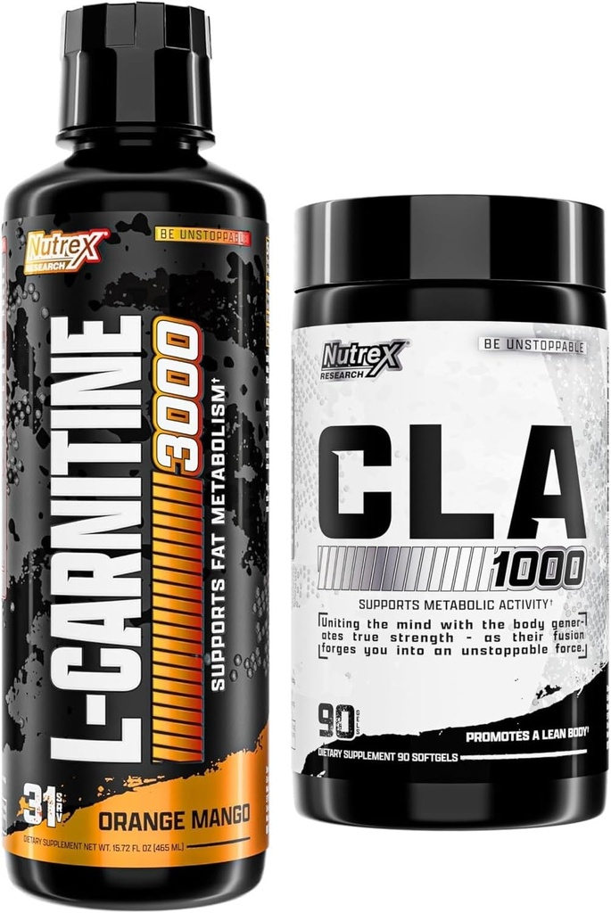 Nutrex Research Liquid Carnitin 3000 - CLA 90 Soft Gels - 1000mg Konjugovaná kyselina linoleová Aktivní směs z oleje ze světlice Safflower