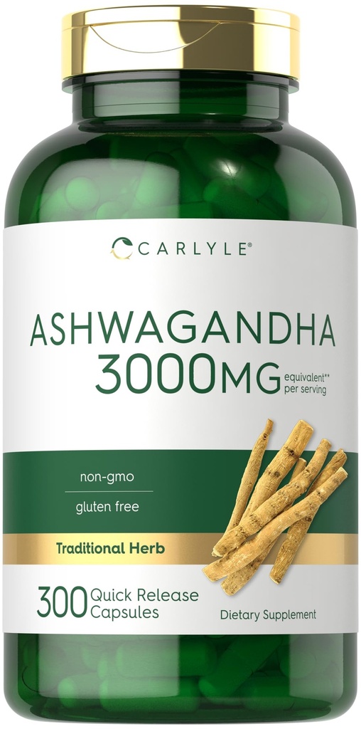 Carlyle Ashwagandha dodatek pro ženy a muže 124; 3000mg kapsle 124; 300 kapsle 124; Herb Root Extract s Black Pepper 124; Non- GMO a gluten zdarma