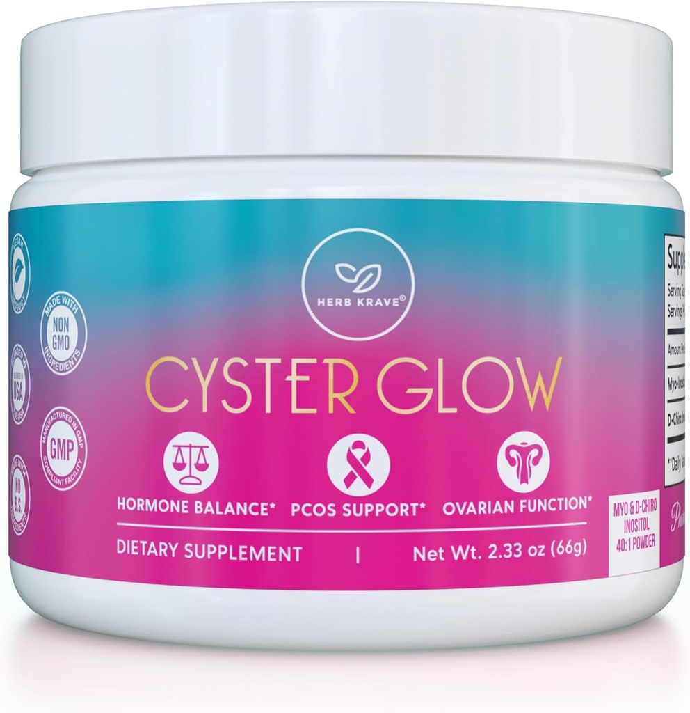 Cyster Glow Premium Myo-Inositol a D- Chiro Inositol Powder PCOS doplněk pro ženy-Ideal 40: 1 Ratio- Hormon bilance, plodnost, zdravé ovariální funkce -vitamin B8-30 denní zásobování
