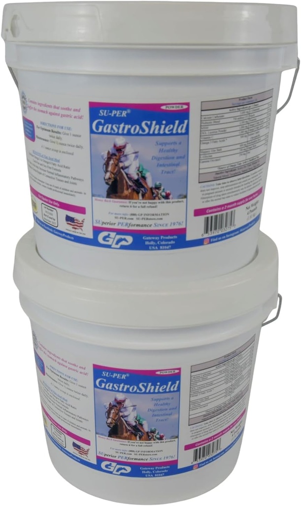 SU-PER GastroShield Equine Probiotics Powder - Doplněk pro stravu koní pro zdraví žaludku - Podporuje zdravé trávení & střevní trakt - 4 libry, 2 měsíce Dodávka