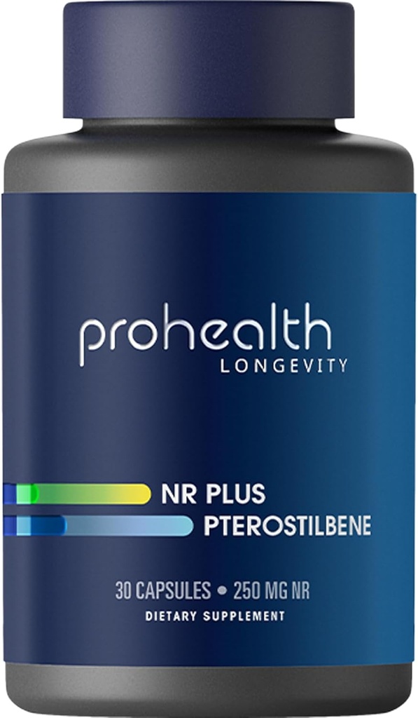 ProHealth NR + Pterostilben. Podporuje dlouhověkost, energii a zdravé stárnutí. Chrání srdce + zdraví mozku. Podporuje buněčné opravy. 250mg Niagen Nicotinamid Riboside + 40mg Pterostilben, 30 Caps
