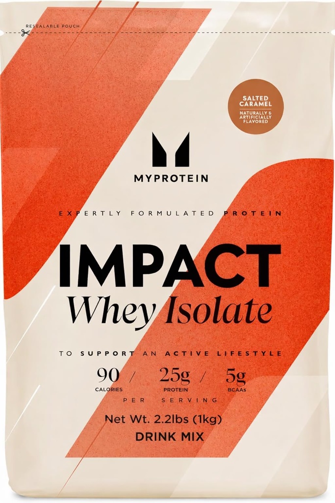 Myprotein Impact Syrovátka protein izolát, 2.2 Lbs (40 Služeb) Solené karamel, 21g protein & 6g BCAA Per Serving, gluten- Free Shake pro svalovou sílu a obnovu