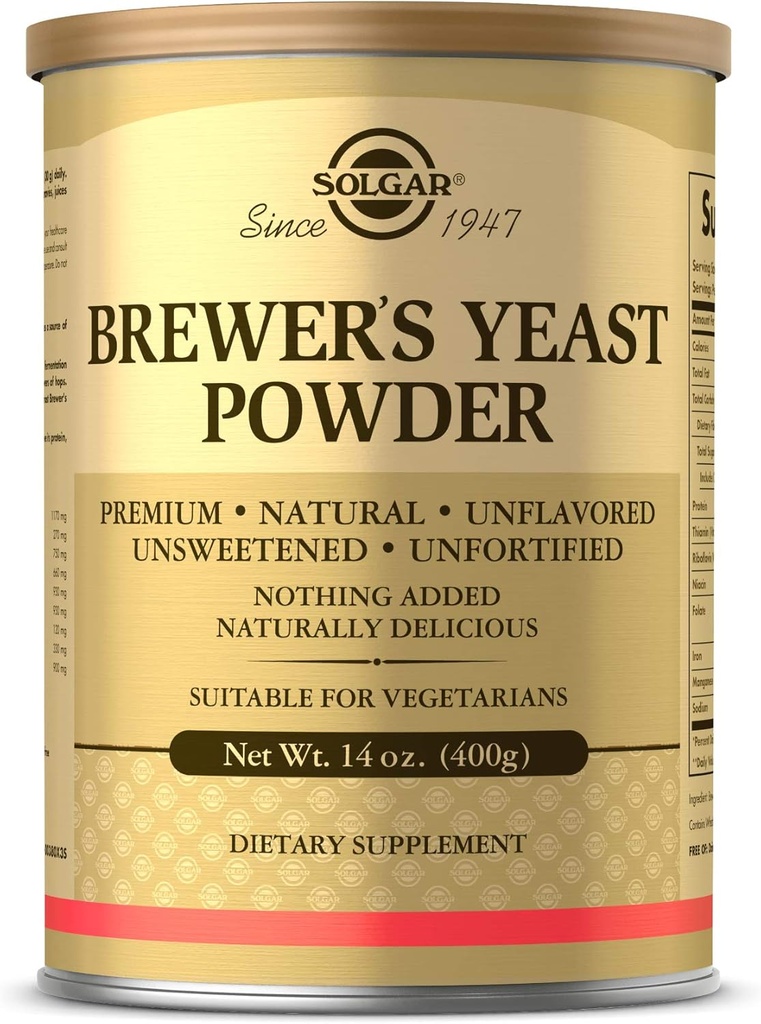 Solgar Brewer 's Yeast Powder, 14 oz - Rich Source of Amino Acids, B-Complex Vitamíny, Minerály, & Protein - Natural, Neochucené, Neslazené - Dairy Free, Vegetariánské - 13 Služeb (Balení se může lišit)