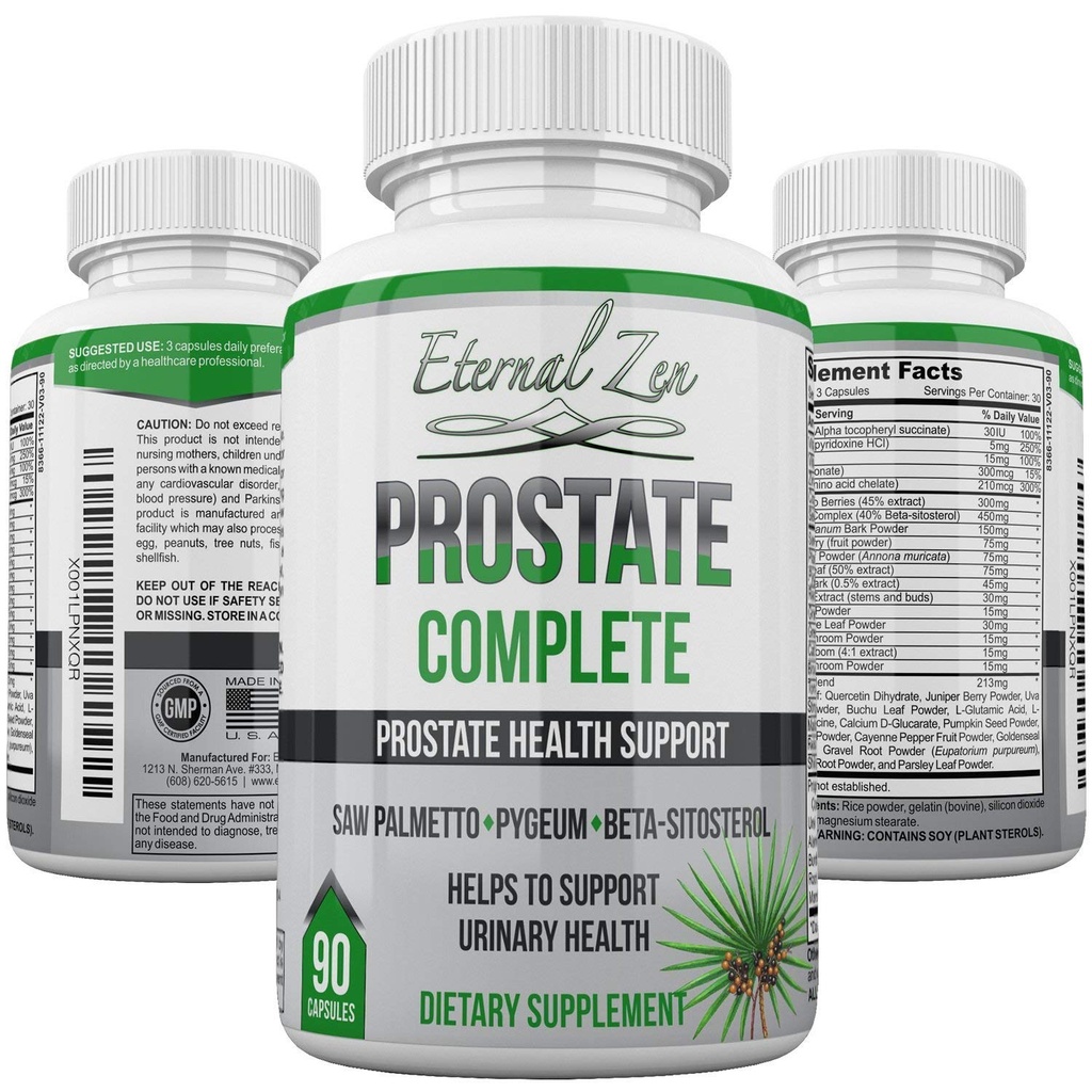 Prostate Kompletní Bylinné Zdraví Supplements pro muže, Saw Palmetto Štípající Nettle Pygeum Beta- sitosterol Reishi Shiitake, 90 Počet kapsle