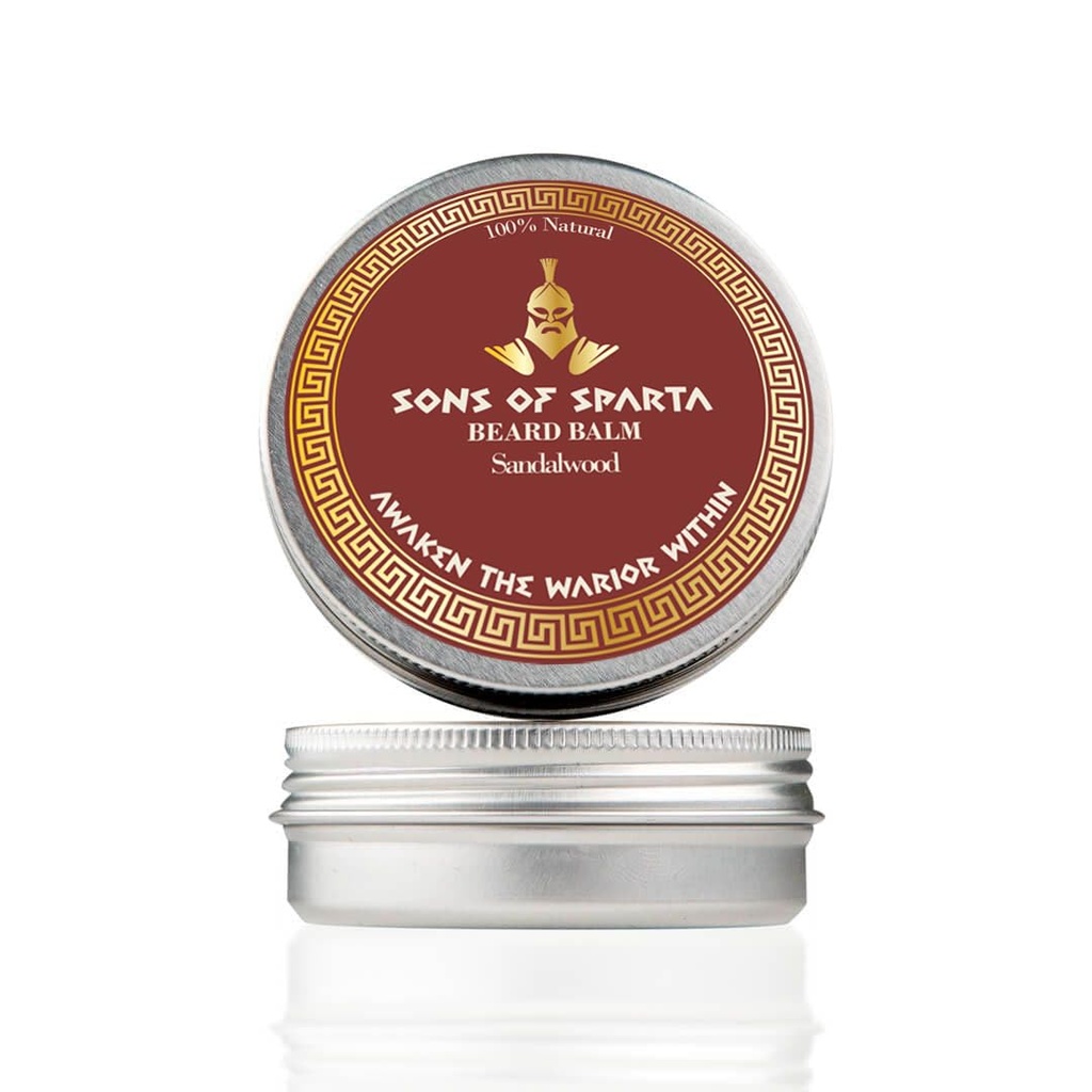 Sons Of Sparta Sandalwood Beard Balm for Men CARL 124; All CARL Natural Shea & Argan Oil Conditioner, Softener & Steler for Coasse Beard CARD 124; 2 oz