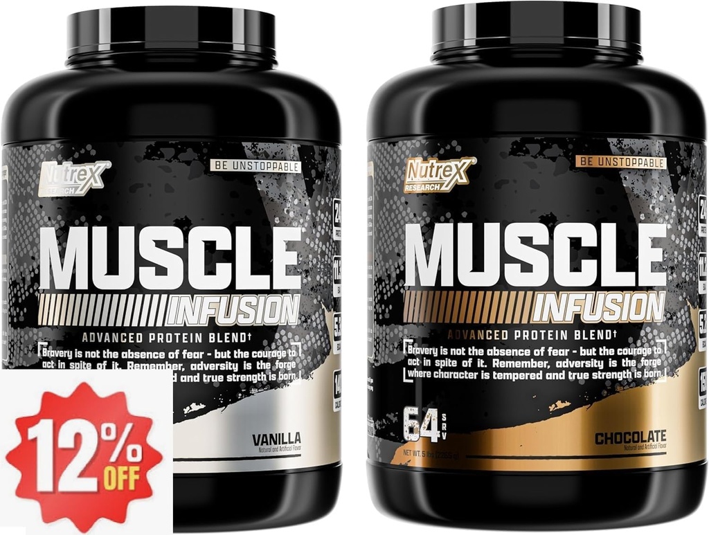 Svalovina Syrovátka Powder, Vanilla a Čokoláda Muscle Infusion Syrovátka Izolát EAA & Hi BCAA pro svalový zisk - 5 liber - Svalovina Builder pro muže a ženy, Sportovní výživa, Delicious Taste & Texture