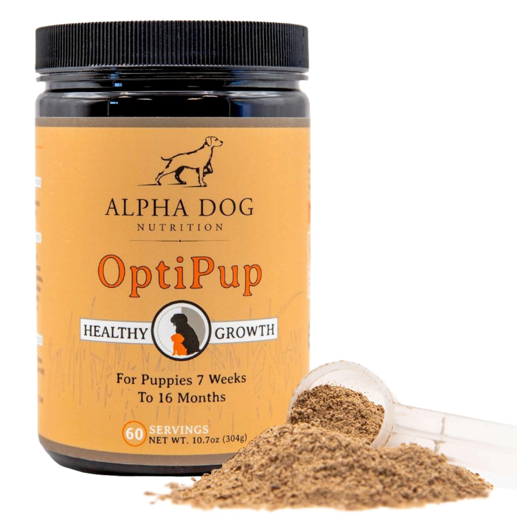 Alpha Dog Nutrition OptiPup All- in-1 Puppy Multivitamin obsahuje 31 superpotravin včetně probiotika a prebiotika pro stravitelnou podporu, kůže a imunitní zdraví, a optimální růst (60 Služeb)