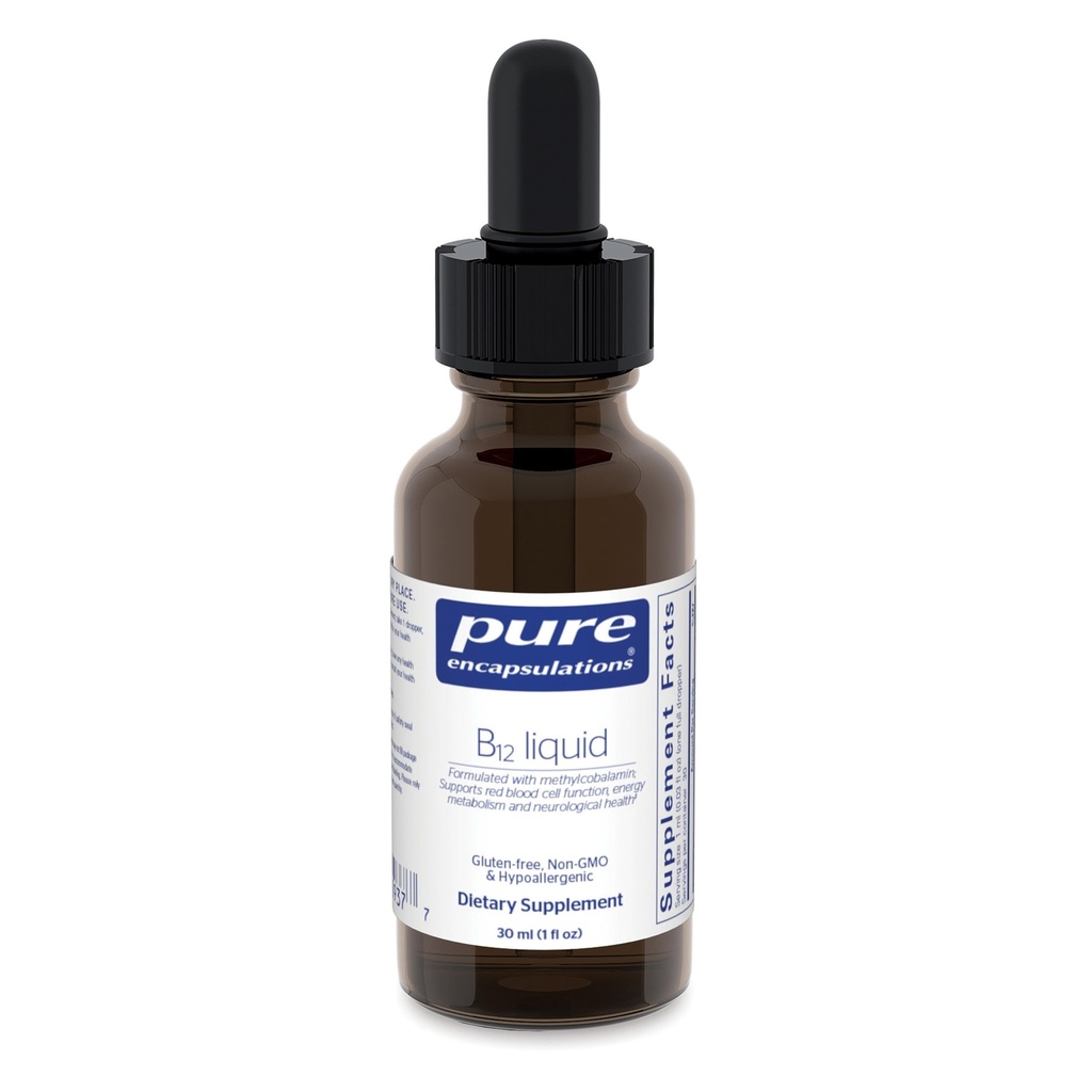 Čisté Enkapsulations B12 Liquid CLAS124; 1000 mcg Vitamin B12 (Methylkobalamin) Dodatek k podpoře nervů, imunitního zdraví, energie a kognitivní funkce * CLAS124; 1 fl. oz.