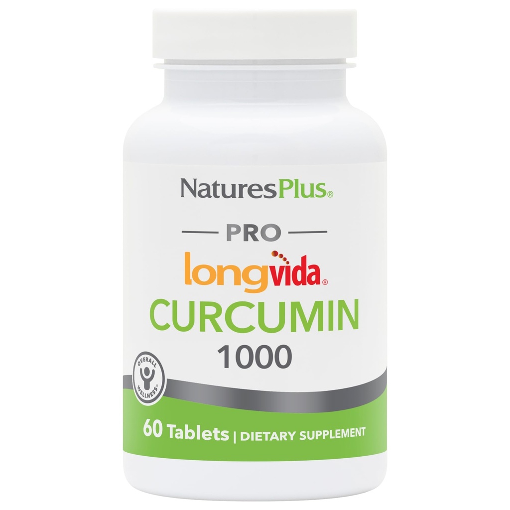 NaturesPlus PRO Longvida Curcumin 1000 mg - 60 tablet - Podporuje zdravou bezplatnou radikální ochranu - Non- GMO, Vegan & gluten zdarma - 60 Služeb