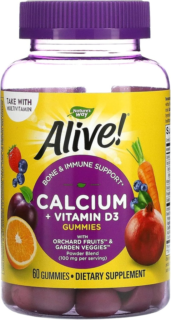 Národy jsou naživu! Vápník Plus D Gummies, 100 mg, 60 CT