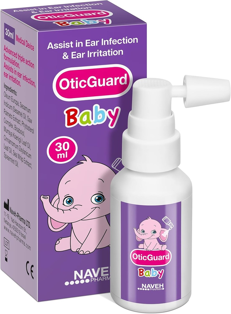 NAVEH PHARMA Otic Guard Baby Uar Drops - Přírodní ušní olej pro odstranění a infekci uší - Jemný ušní čistič pro děti, Toddlers & Kids - Povrch SITchy Uars & Plavec 's Uar