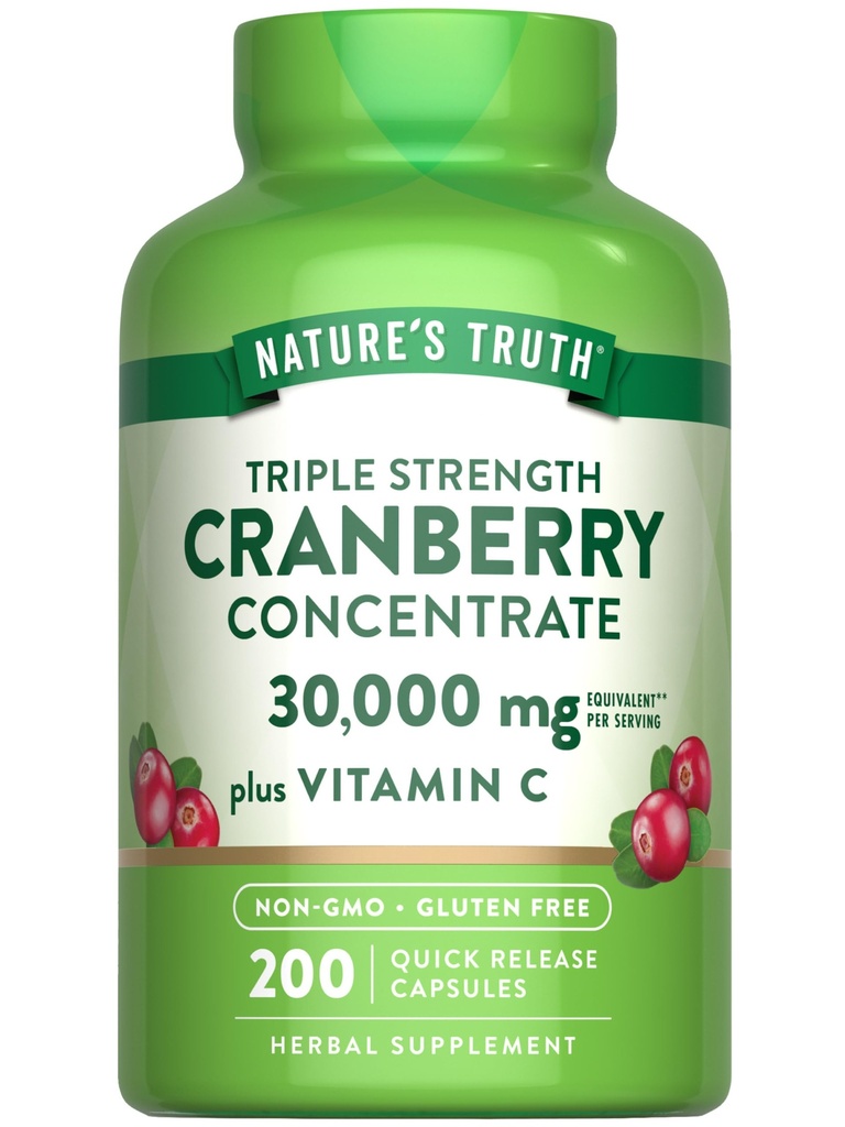 Nature 's Truth Cranberry koncentrát pilulky 124; Plus vitamin C' -124; 30,000mg '124; 200 Quick Release Kapsle 124; Non- GMO & gluten zdarma dodatek
