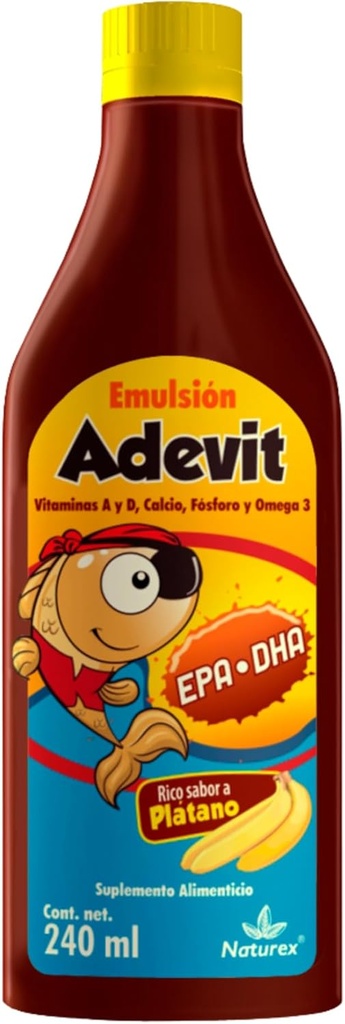 EMULSION ADEVIT ACEITE HIGADO DE BACALAO 240ml Banana Flavor / COD Jaterní olej