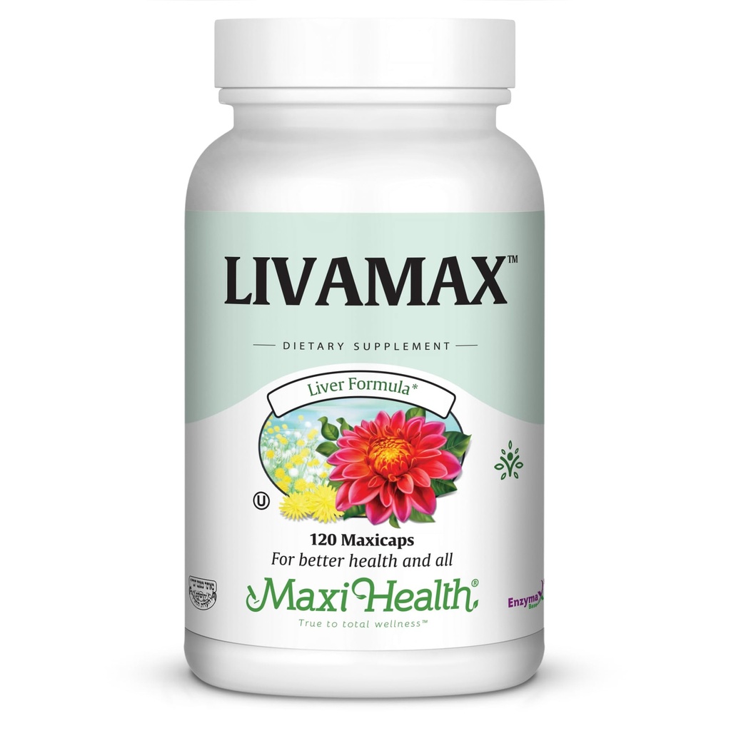 Maxi Health Livamax - Játra Formule - s mléčným bodlákem a kořen pampelišky - 120 Kapsle - Kosher