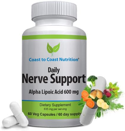 Nerve Support - Advanced Nerve Relief with Alpha Lipoic Acid 650 mg - Nerve Vitamíny pro snadné ruce, nohy a nohy - 60 Kapsle / 30 Day Supply