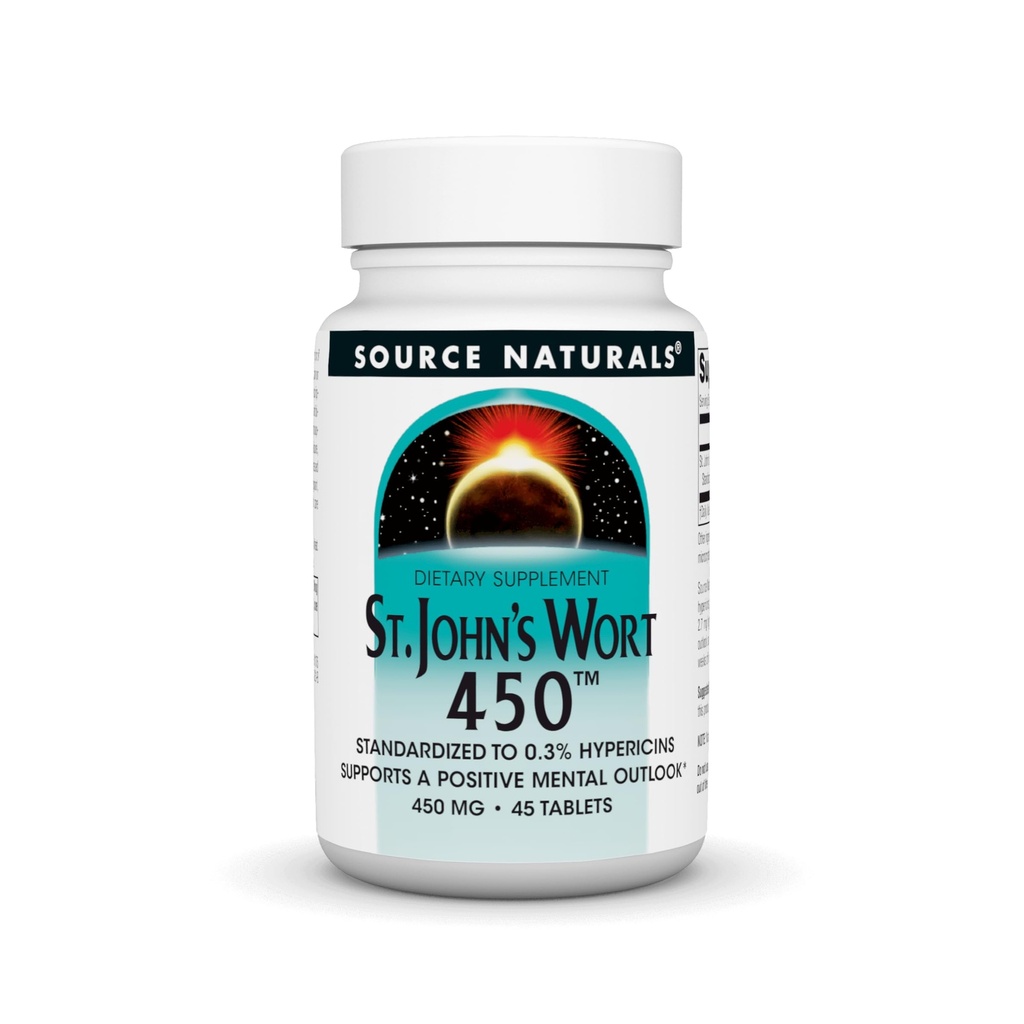 Zdroj Naturals St. John 's Wort 450 mg Podporuje pozitivní vzhled - 45 tablet