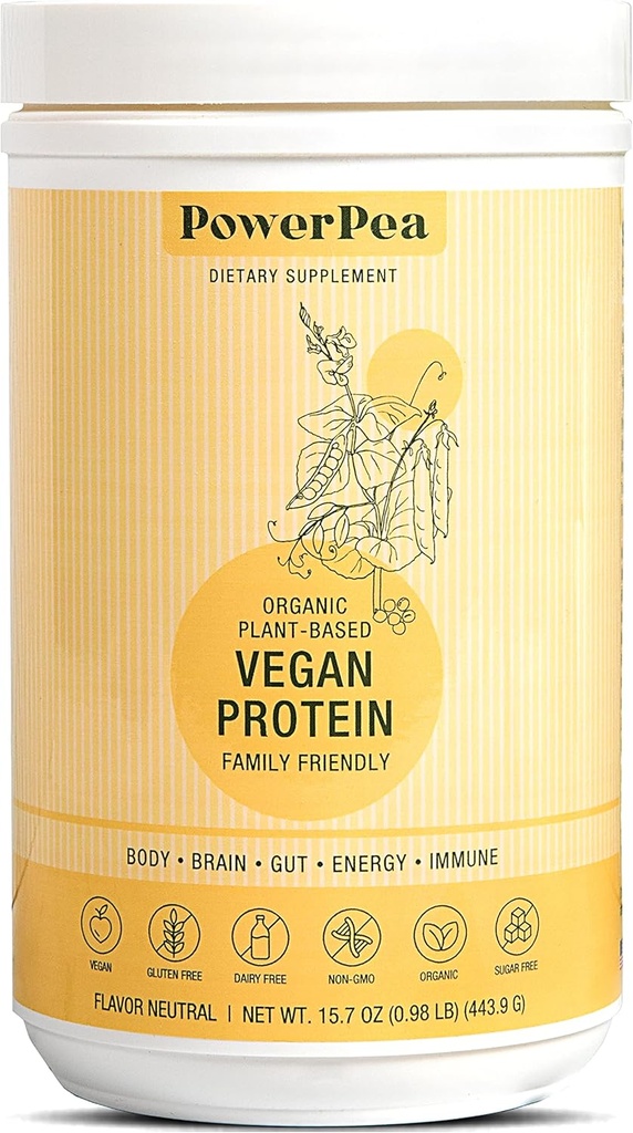 Plant based Vegan Protein Unflavored- USDA Organic with Vitamins, Fiber, Omega 3, Turmeric, Dětská výživa, Non-GMO, Dairy Free, Allergen Free, Cukr & gluten Free