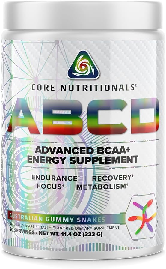 Core Nutritionals Platinum ABCD Advanced BCAA Energy Supplement, Zlepšuje vytrvalost, zotavení a Focus 30 Servings (Australské Gummy Snakes)