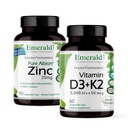 EMERALD LABS Vitamin D3 + K2 (60 caps) & zinek 25mg (90 caps) - Kostní zdraví, Podpora srdce, Imunitní podpora, Digestivní zdraví, Oxidativní stresová podpora - gluten- bez