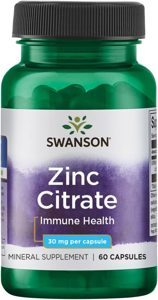 Swanson Zinc (Citrát) 30 miligramů 60 tobolek