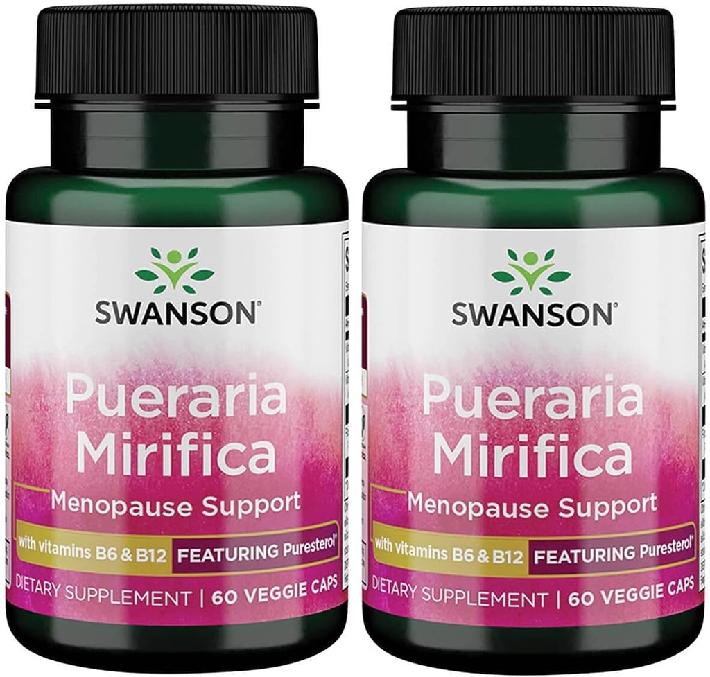 Swanson Pueraria Mitiqua s B6 '&' B12 - Featuring Puresterol 60 Veg Caps 2 Pack