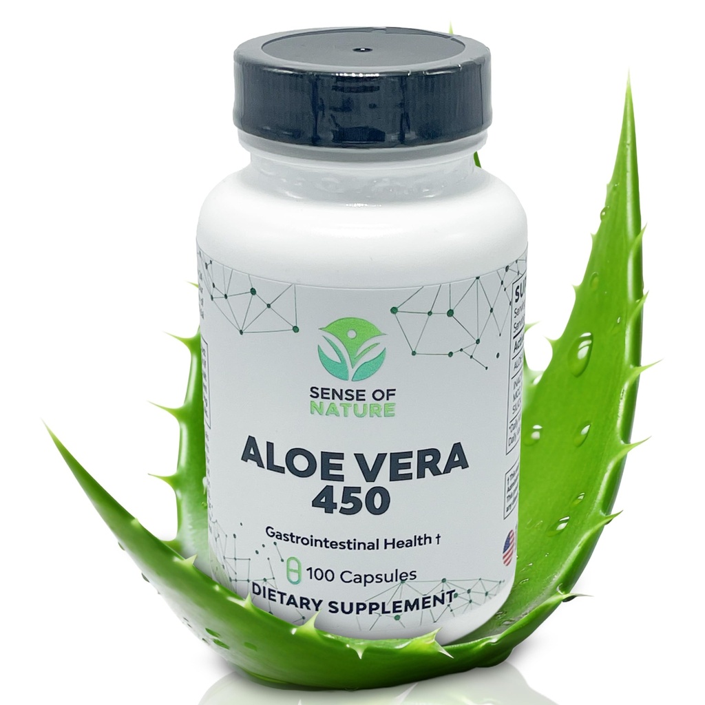 Aloe Vera 450 Kapsle organické 124; Non- GMO Aloe Vera Pills 124; Vyrobeno s USDA organické Aloe Vera doplňky 124; Digestive & Joint Supplement