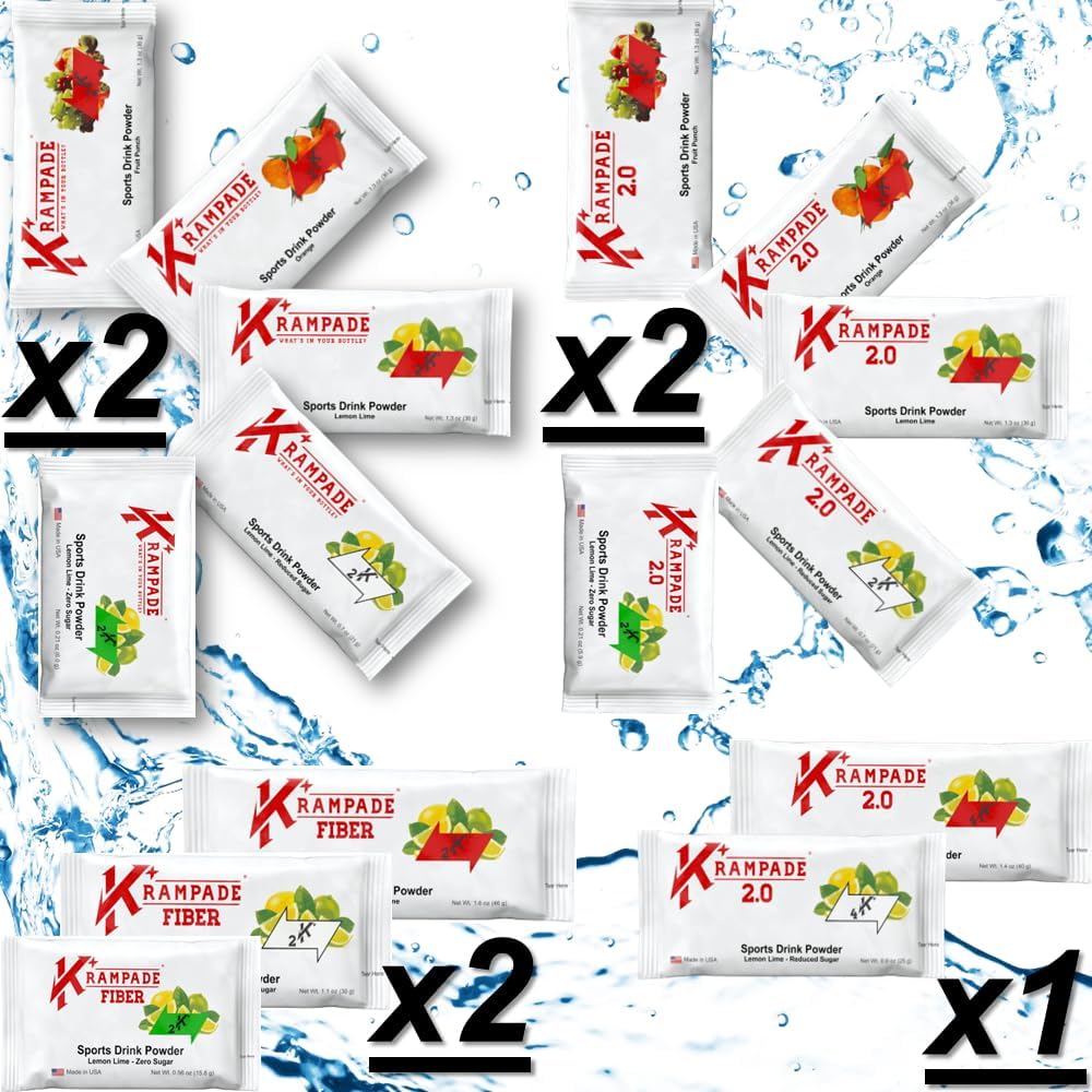 Krampade Electrolytes Powder Draslík Supplement - 2000 mg K +, > 2X více než kokosová voda 124; Krampade Relief and Prevention 124; Hydration Powder Packets