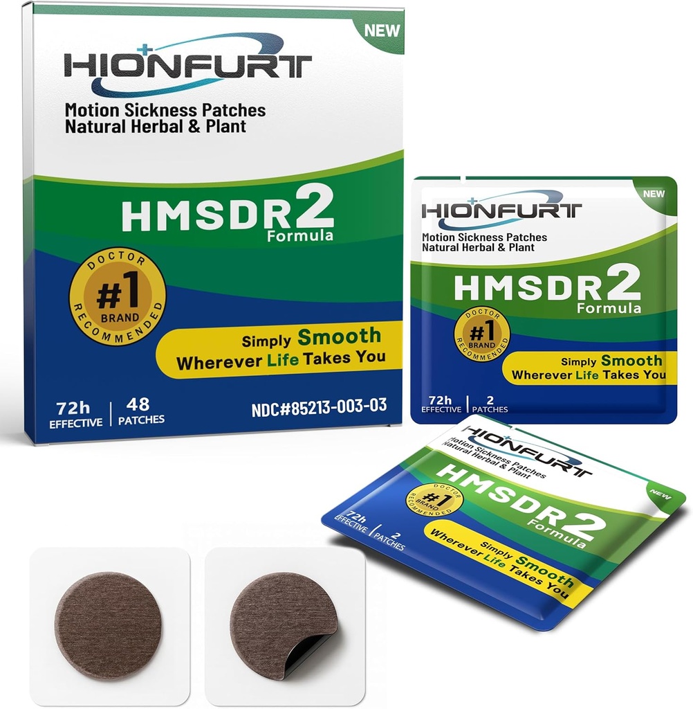 HMSDR2 48ct Motion Nemoci Záplavy - Mořské nemoci Záplavy pro Cruise, Auto, Letadlo - Non- Drowsy, 72H Trvání