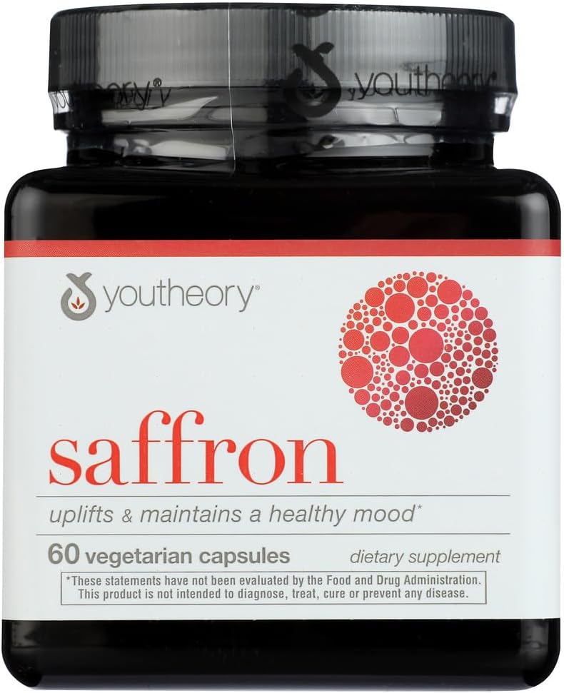 Youtheory Saffron Advanced Dietní dodatek, Povzbuzuje nálada a duševní soustředění, 60 Kapsle