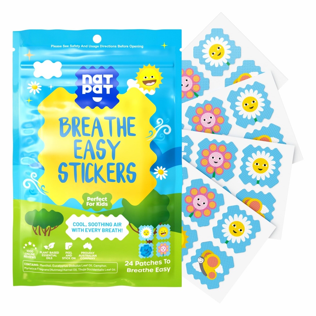NATPAT Nálepky - Stuffy Patch pro děti a dospělé - All- Natural Cold and Alergics Relief for Congestion, Chemical and Drug Free - BuzzPatch Natural Patch (24 Pack)
